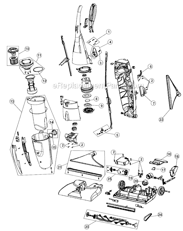 Page A Diagram and Parts List for MCE5700  Dirt Devil Upright Vacuum
